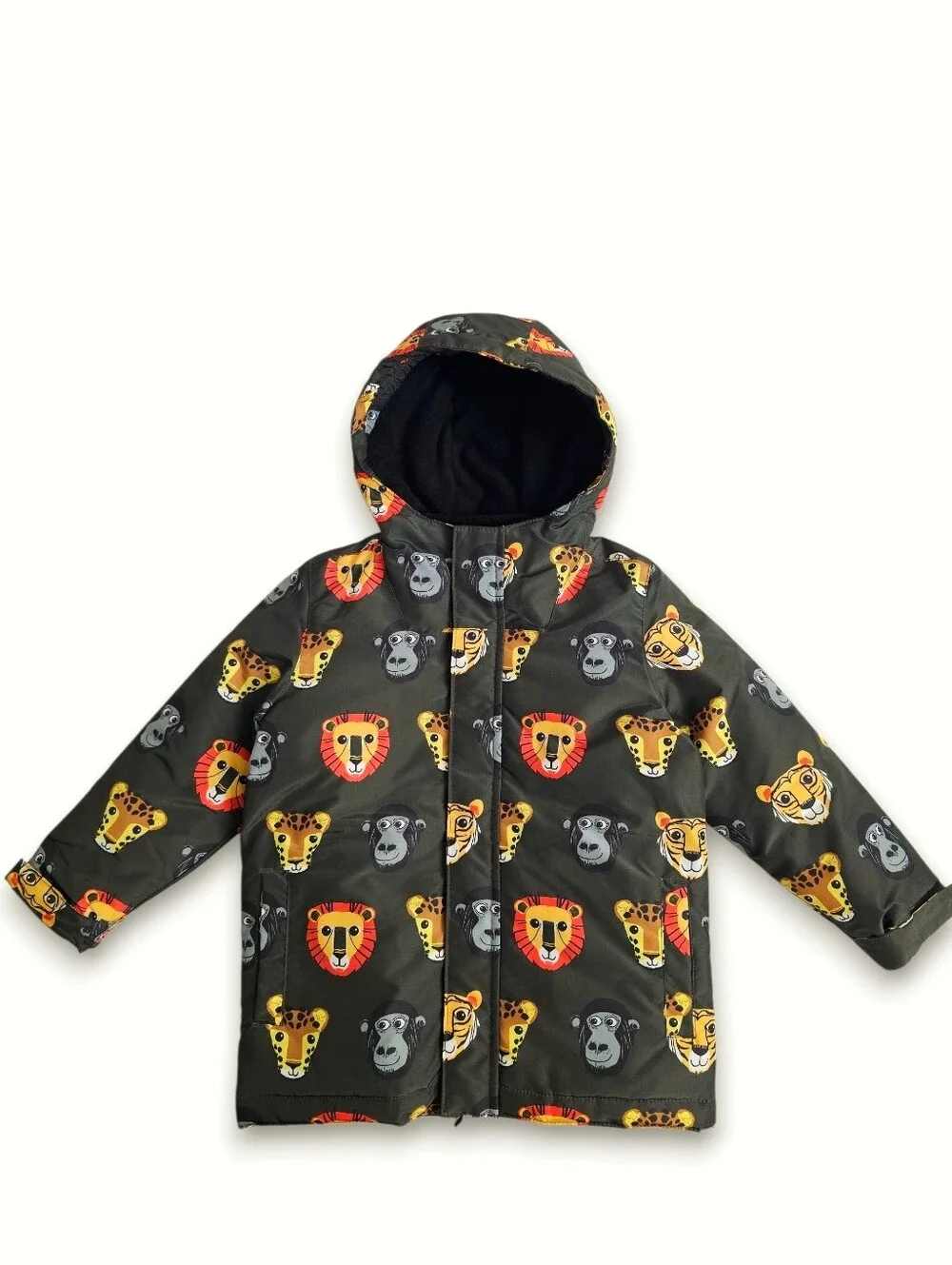Kids Hooded Animal Print Green Jacket